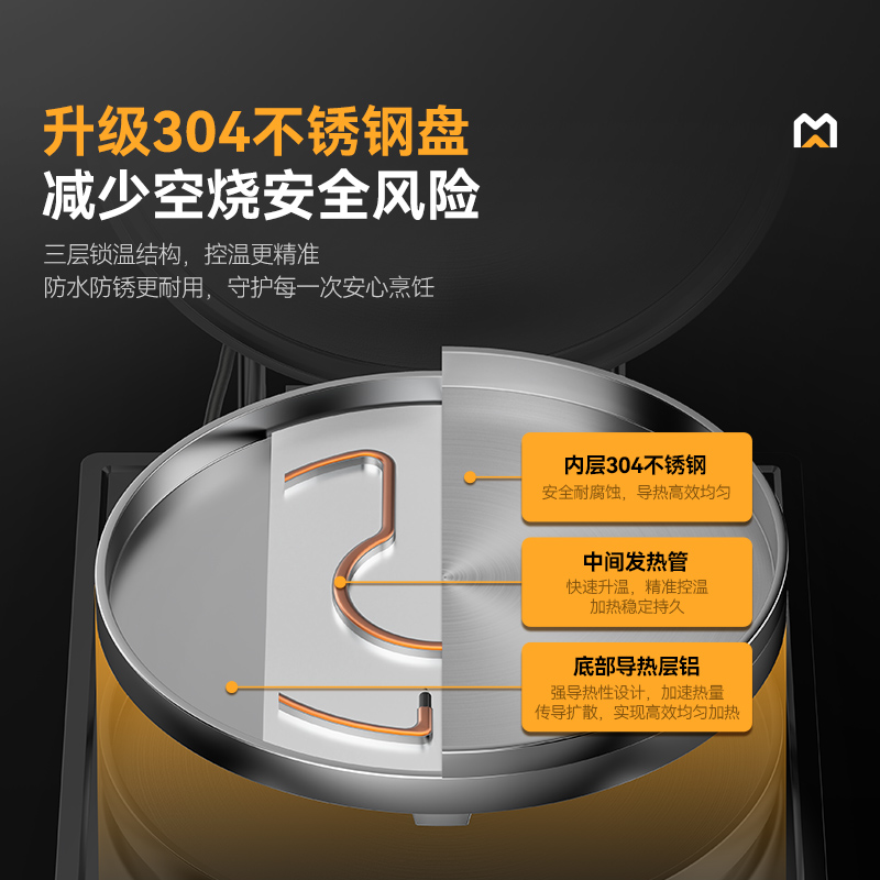 麥大廚220V食堂烙餅機數顯標準款商用電餅鐺(不銹鋼5cm)