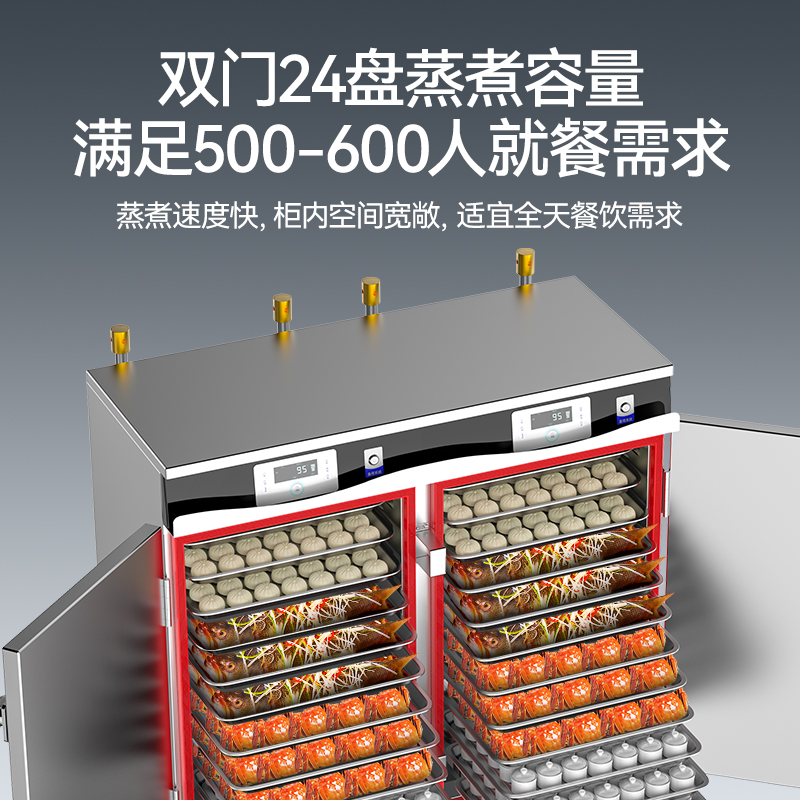 麥大廚商用蒸柜24盤(pán)變頻款智能電熱蒸箱蒸飯車(chē)全自動(dòng)蒸飯柜